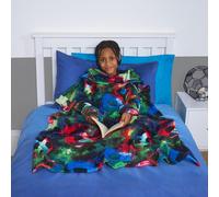 OHS Kids Fleece Blanket Sleeves Arms Wearable Soft Cosy Plush Warm Throw in Black OHS Black