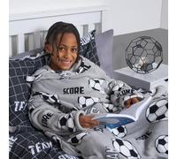 OHS Kids Fleece Blanket Sleeves Arms Wearable Soft Cosy Plush Warm Throw in Light Grey OHS Light Grey