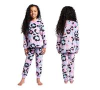 OHS Kids Fleece Pyjamas Girls Boys Leopard Print Long Sleeve Pyjama Set of 2 Pullover Winter Fleece Nightwear Children Sleepwear PJs Sets Gifts for Kids Age 5-6, Lilac