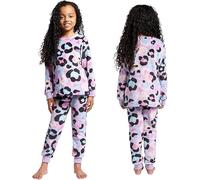 OHS Kids Fleece Pyjamas Girls Boys Leopard Print Long Sleeve Pyjama Set of 2 Pullover Winter Fleece Nightwear Children Sleepwear PJs Sets Gifts for Kids Age 9-10, Lilac