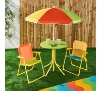 OHS Kids Folding Bistro Set Table Chair Seat with Parasol Garden Patio OHS Multicolor
