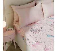 OHS Kids Fun Print Microfibre 25cm Fitted Bed Sheet Ultra Soft in Pale Pink | Size: Single OHS Pale Pink Single