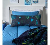 OHS Kids Gaming Print Bolster Pillow Soft Back Support Filled Cushion in Black OHS Black