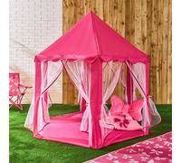 Ohs Kids Garden Gazebo With Curtains Outdoor Playhouse Tent Canopy - Hot Pink