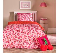 OHS Kids Hearts Leopard Microfibre Bedding Set Duvet Cover with Pillowcase in Pink | Size: Single OHS Pink Single