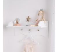 OHS Kids Hook Shelf Peg Shelving Rack Wall in White OHS White