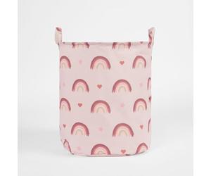 OHS Kids Laundry Basket Rainbow Pink, Washing Basket Folding Storage Kids Freestanding Lightweight Childrens Clothes Laundry Toys Shoe Kids Laundry Basket with Handles