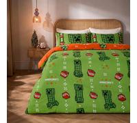 OHS Kids Minecraft Microfibre Reversible Duvet Cover Set Bedding in Green | Size: Double OHS Green Double
