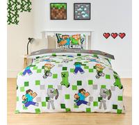 OHS Kids Minecraft Microfibre Reversible Duvet Cover Set Bedding in Grey | Size: Double OHS Grey Double