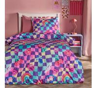 OHS Kids Neon Checkerboard Bedding Set Duvet Cover with Pillowcase | Size: Double OHS Multicolor Double