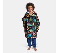 OHS Kids Neon Halloween Sherpa Fleece Hoodie Blanket Pullover in Black OHS Black One Size