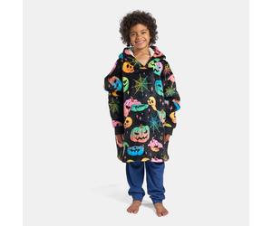 OHS Kids Neon Halloween Sherpa Fleece Hoodie Blanket Pullover in Black OHS Black One Size