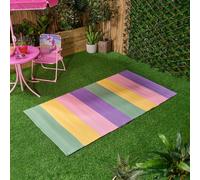 OHS Kids Outdoor Garden Rug Waterproof Area Rainbow Stripe Mat | Size: 80 cm x 150 cm OHS Multicolor 80 cm x 150 cm