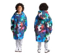 OHS Kids Oversized Waterproof Changing Robe, Lightweight Boys Girls Rain Coat Breathable Fleece Lining Dry Robe with Hood & Pockets Drying Robe for Beach Surfing Outdoor, Neon - Football, L/XL