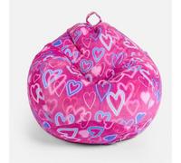 OHS Kids Playing Bean Bag Chair Filled Printed Gaming Seat - Pink Hearts
