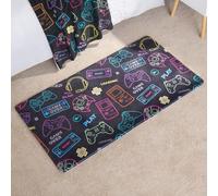OHS Kids Rug Supersoft Washable Gaming Rugs Bedroom Mat, Black - 65 X 120Cm