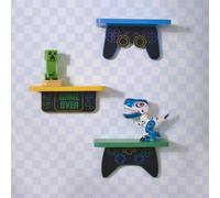Ohs Kids Set Of 3 Gaming Novelty Wall Shelves Floating Storage