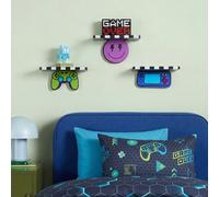 Ohs Kids Set Of 3 Gaming Novelty Wall Shelves Floating Storage - Checkerboard