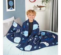 OHS Kids Space Weighted Blanket Teddy Fleece Throw Sensory Anxiety Sleep Therapy 3kg in Navy OHS Navy