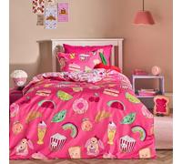 Ohs Kids Sweetie Pies Reversible Bedding Set Duvet Cover With Pillowcase - Magenta