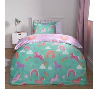 OHS Kids Unicorn Rainbow Reversible Duvet Cover Set with Pillowcase | Size: Single OHS Multicolor Single