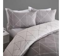 OHS King Duvet Quilt Covers Geometric Print, Ultrasoft Warm Stylish, High Quality Fabric Versatile Modern Style Reversible King Bedding with Matching Luxury Pillowcases, Grey - King Size