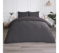 OHS King Size Bedding Charcoal Grey, Luxury Geometric Duvet Cover King Size Super Soft Warm Embossed Waffle Bedding Quilt Covers Stylish Seersucker Duvet Set with Pillowcases