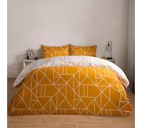 OHS King Size Bedding Set Bee Gingham, Soft Fabric & Microfibre, Neutral Grey Bee Print & Reversible Gingham Design, Duvet Cover & 2 Pillowcases, Grey-King Size