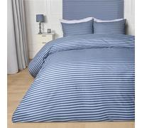 OHS King Size Bedding Set, Super Soft Cosy Warm Microfibre Embossed Stripes Pattern Modern Reversible King Size Duvet Cover Set with Matching Pillowcases, Blue