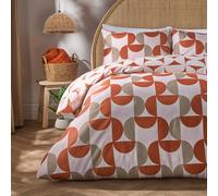 OHS King Size Bedding Set, Ultra Soft Warm Cosy Microfibre Stylish Moroccan Abstract Pattern Modern King Size Duvet Cover Set with Pillowcases, Rust/Natural