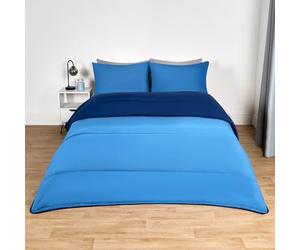 OHS King-Size Coverless Duvet, Reversible Washable Travel Summer Camping Duvet Soft Warm Comfy Bedding with Pillowcase, Navy/Blue