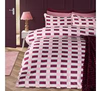 OHS King Size Duvet Cover Set, Gifts for Women Super Soft Cosy Warm Microfibre Polyester Checkerboard Piped Edge King Size Bedding Luxurious Comfy Quilt Cover Set with Pillowcases, Burgundy/Pink