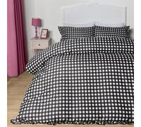 OHS King Size Duvet Cover Set, Super Soft Warm Classic Gingham Frill Bedding Sets Stylish Cosy King Size Bedding Set with Matching 2 Pillowcases, Monochrome