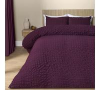 OHS King Size Duvet Cover Set, Super Soft Warm Cosy Seersucker Duvet Cover Luxurious Embossed Geometric Seersucker Quilt King Size Bedding Set with Pillowcases, Wine