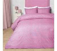 OHS King Size Duvet Cover Set, Ultra Soft Cosy Warm Luxurious Microfibre Embossed Stripes Pattern Reversible King Size Bedding Set with 2 Pillowcases, Pink