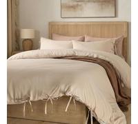 OHS King Size Duvet Cover Sets Bow Bedding, Super Soft Cosy Warm Microfibre Bedding Sets King Size Quilt Cover with Bow Tie Luxury Comfy Duvet Set with Matching Pillowcases, Natural