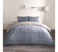 OHS King Size Duvet Cover Sets, Reversible Quilt Cover Gingham Check Duvet Covers King Size with Pillowcases Luxury Decorative Super Soft Bed Set. Navy & Grey