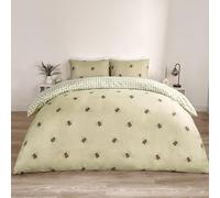 OHS King Size Duvet Cover Sets, Sage Green Gingham Reversible Duvet Cover King Size with Pillowcases Luxury Decorative Green Bedding Super Soft Bed Set, Bee Print