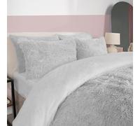 OHS King Size Duvet Cover Sets Teddy Fleece Reverse, Super Soft Warm Winter Fluffy Shaggy Teddy Bedding Quilt Cover Cosy Thermal Fleece Bedding with Pillowcases, Silver Grey