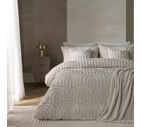 OHS King Size Duvet Cover Tufted Arches, Ultra Soft Cosy Warm Fabric Modern Beige Tufted Arches Pattern Luxury King Size Duvet Set with Pillowcases, Stone