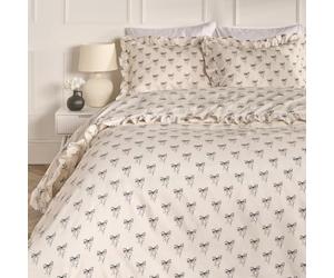 OHS King Size Duvet Covers, Bows Frill Bedding, Monochrome