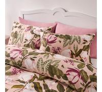 OHS King Size Duvet Set Floral Botanics, Ultra Soft Cosy Warm Fabric Vibrant Floral Botanical Design Luxurious Quilt King Size Bedding Set & 2 Pillowcases, Blush
