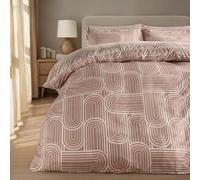 OHS King Size Duvet Set Reversible, Super Soft Cosy Warm Microfibre Polyester Stylish Arches Print King Size Bedding Contemporary Comfy Quilt Cover Set with Pillowcases, Natural/Stone