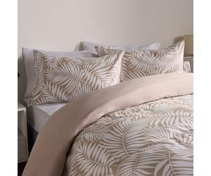 OHS King Size Duvet Set Tropical Print, Ultra Soft Cosy Warm Fabric Stylish Nature Inspired Tropical Leaf Design King Size Duvet Cover & 2 Pillowcases, Natural