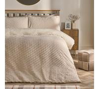 OHS King Size Fleece Duvet Cover Set, Autumn Winter Luxury Waffle Fleece Duvet Set Super Soft Cosy Warm Sherpa Reversible King Size Bedding with Matching Pillowcase, Cream