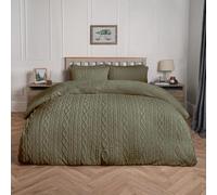 OHS King Size Fleece Duvet Cover Sets, Ultra Soft Warm Fleece Luxurious Cable Knit Design Winter King Size Bedding Set with 2 Matching Pillowcases, Woodland Green