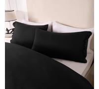 OHS Kingsize Frill Duvet Covers Set, Ultra Soft Cosy Fabric Quilt Covers Decorative Touch Frill Edge Design Microfibre King Size Bedding Set & 2 Pillowcases, Black