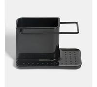 OHS Kitchen Sink Organiser with Draining Tray, Tidy Organiser Brush Sponge Holder Sink Caddy with Cloth Hanger Washing up Utensil Caddy for Countertop Kitchen Storage, Black