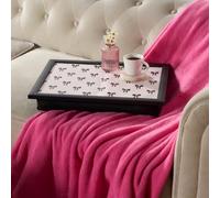 OHS Lap Trays with Bean Bag Cushion, Bow Print Large Lap Tray with Cushion for Kids and Adults Suitable for Work Food Studies TV Sofa or Bed, Monochrome