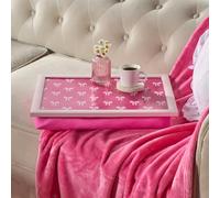 OHS Lap Trays with Bean Bag Cushion, Bow Print Large Lap Tray with Cushion for Kids and Adults Suitable for Work Food Studies TV Sofa or Bed, Hot Pink
